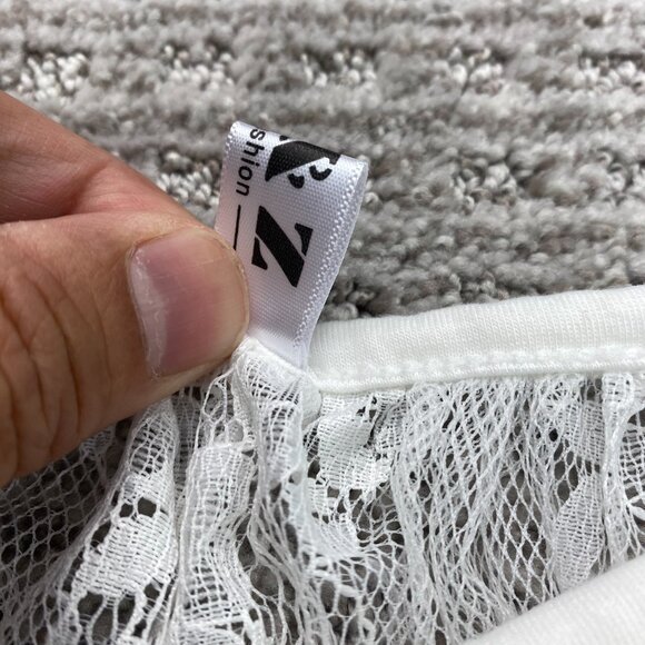 Women See Through Lace Sleepwear Blouse White Size XL - Picture 3 of 6